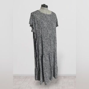 NWT Tiered Ruffled Animal Print Romantic Black & White Women's Dress XXL